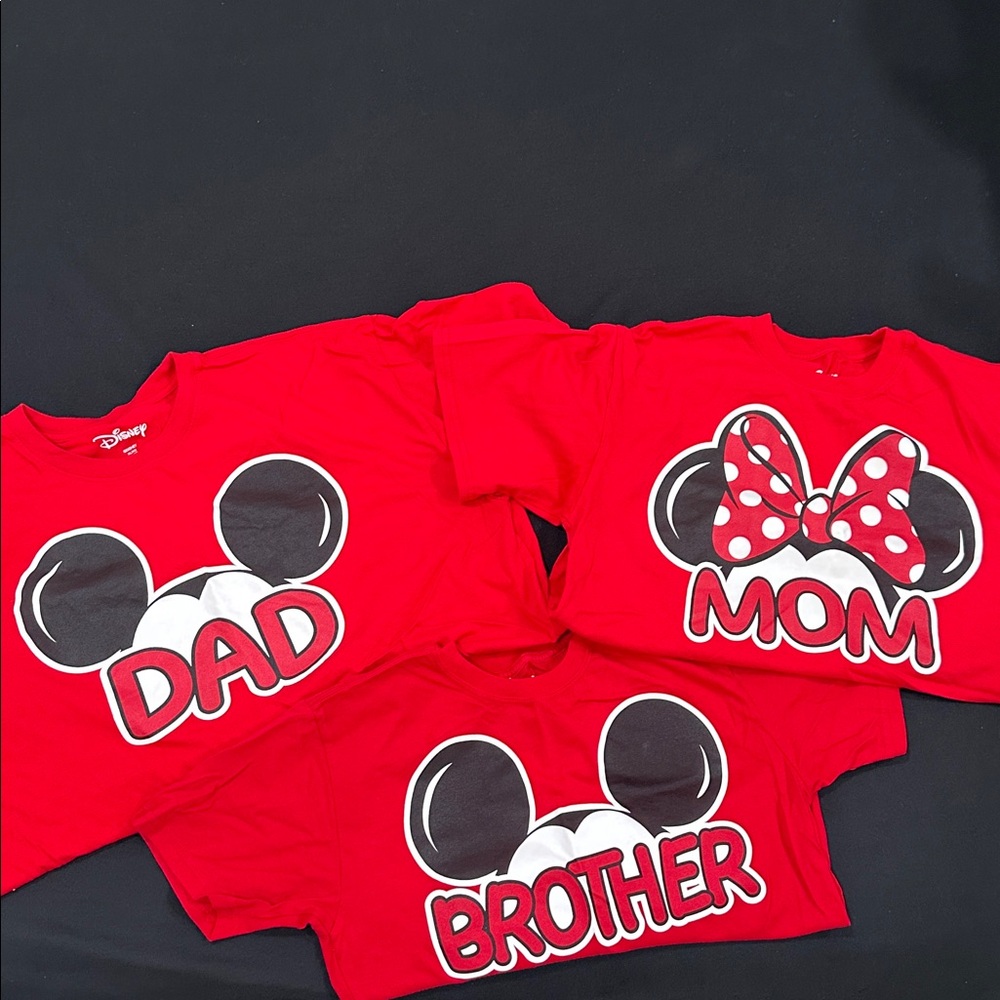 Disney Red Family T-Shirts with Mickey Ears